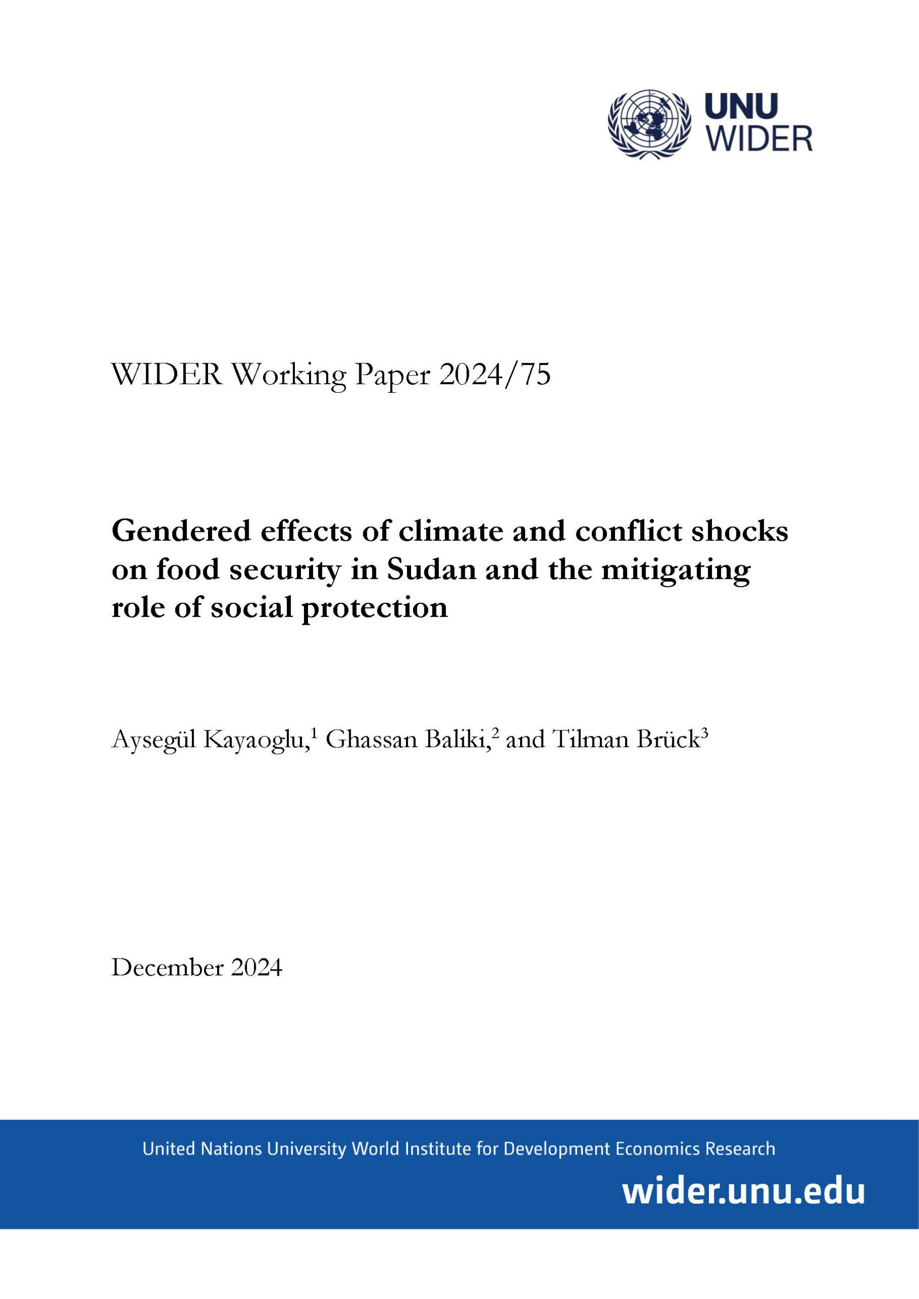 Wp2024 75 Gendered Effects Climate Conflict Shocks Food Security Sudan Mitigating Role Social Protection 0 Page 01