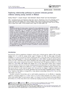 Exploring relationship pathways to prevent intimate partner violence among young women in Malawi Page