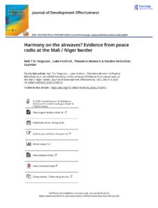 Harmony on the airwaves Evidence from peace radio at the Mali Niger border page