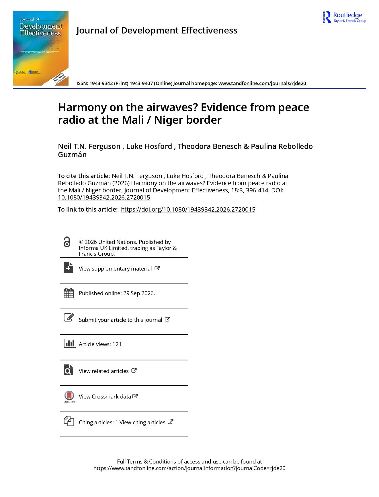 Harmony on the airwaves Evidence from peace radio at the Mali Niger border page