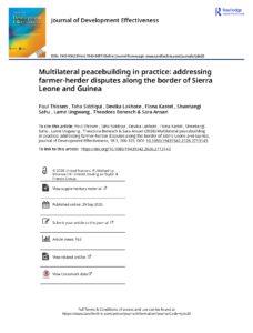 Multilateral peacebuilding in practice addressing farmer herder disputes along the border of Sierra Leone and Guinea page